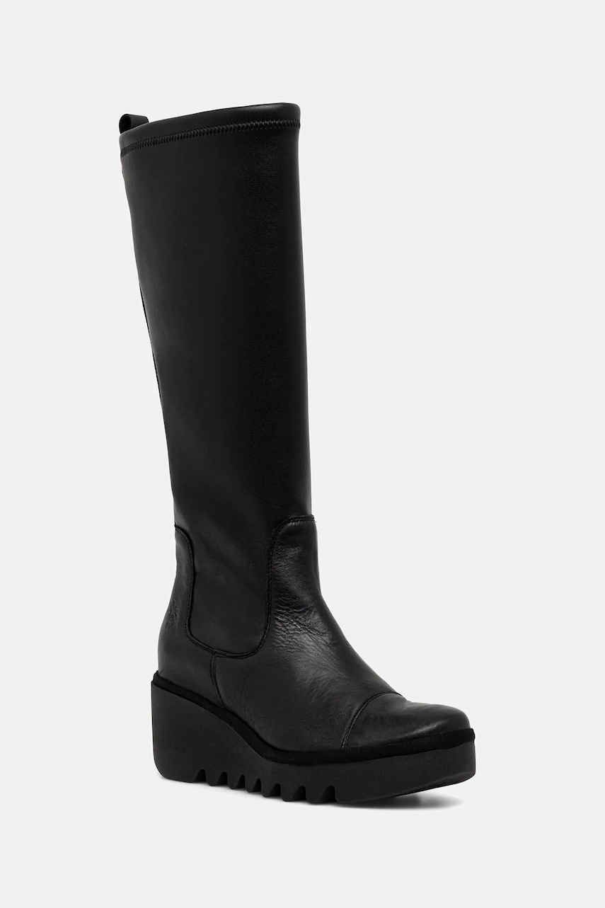 Fly London ghete de piele BADI601FLY culoarea negru, toc pana, P501601000