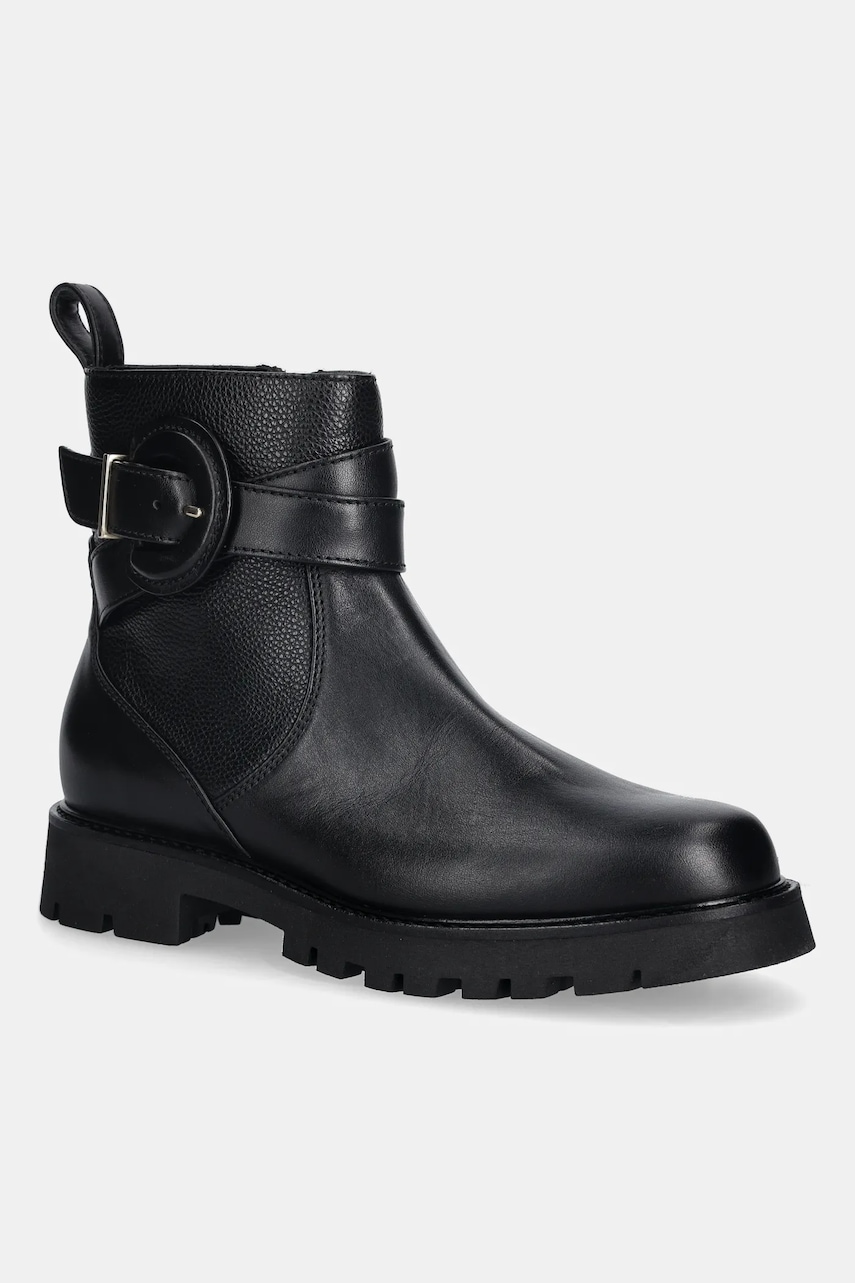 Baldinini cizme de piele culoarea negru, cu toc plat, D6B427P1VIBT