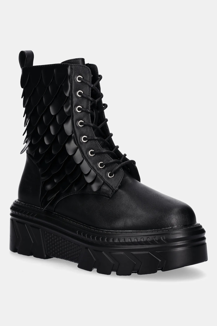 Levně Farmářky Koi Footwear dámské, černá barva, na platformě, Draco Scale