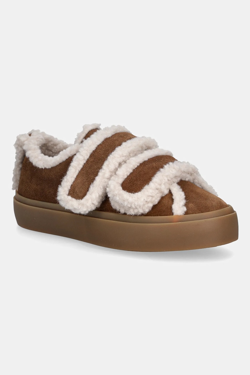 Inuikii sneakers din piele întoarsă Shearling Low Velcro culoarea maro, 1001.001.0231.150