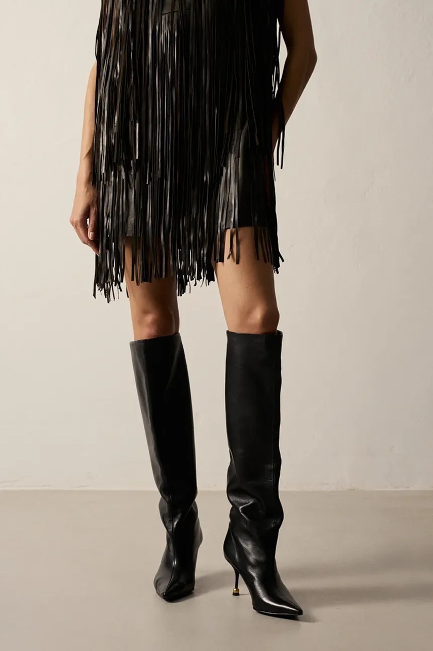 Δερμάτινες μπότες Vanda Novak Kaja Deep Black γυναικείες, χρώμα: μαύρο φωτογραφία