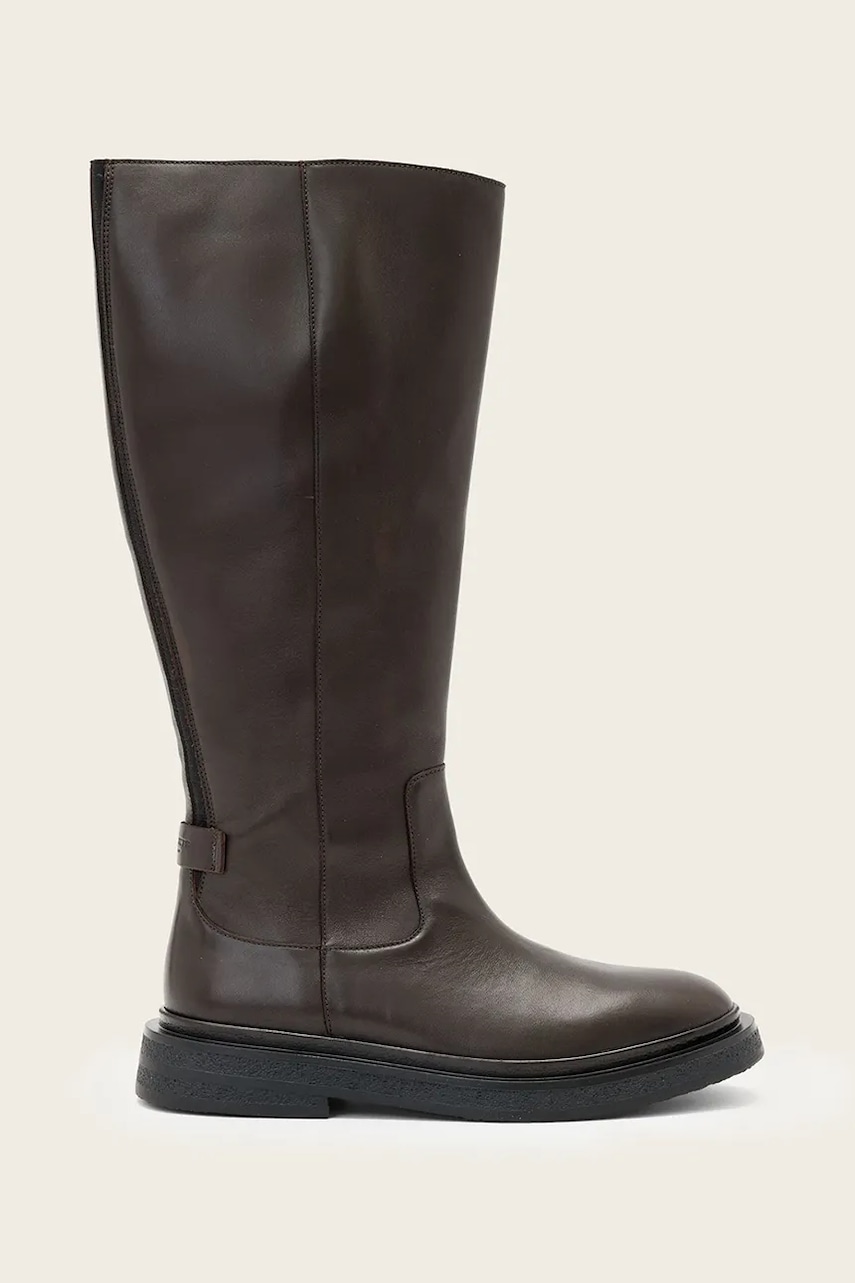 AllSaints ghete de piele Escher Rider Boot culoarea maro, cu toc plat, W083FD