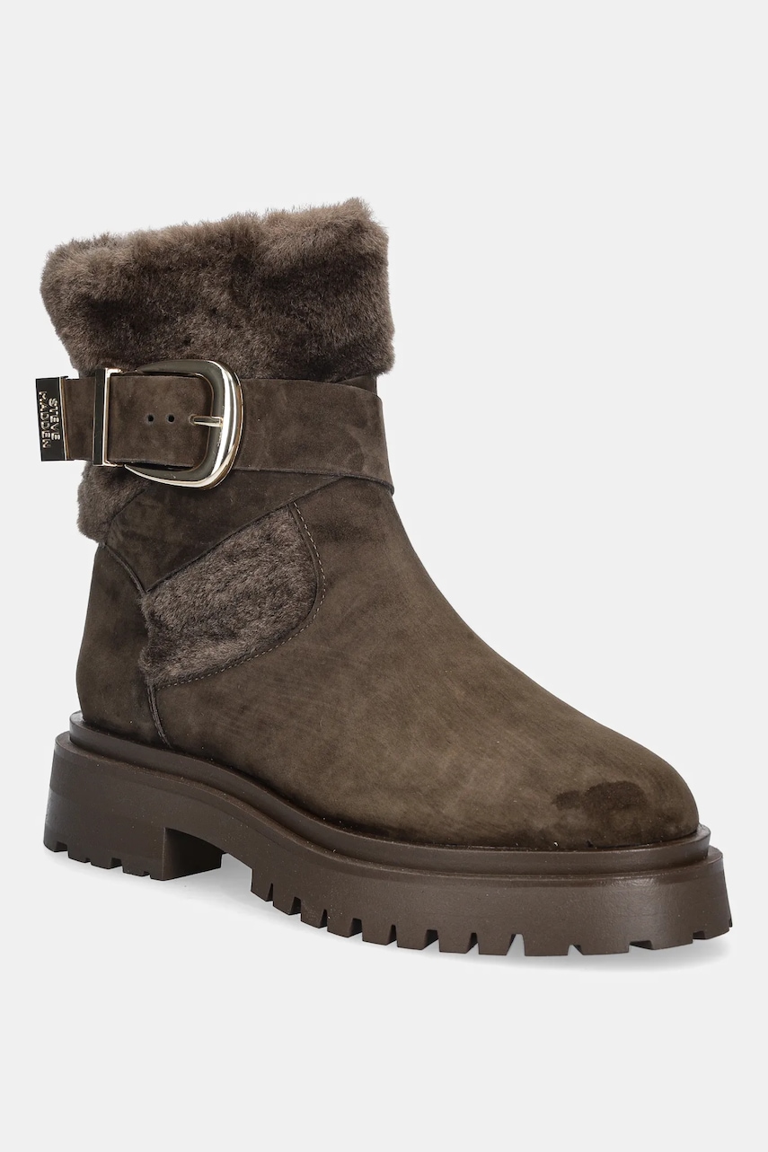 Steve Madden botine Lodge culoarea maro, cu toc plat, izolare usoara, 11004980
