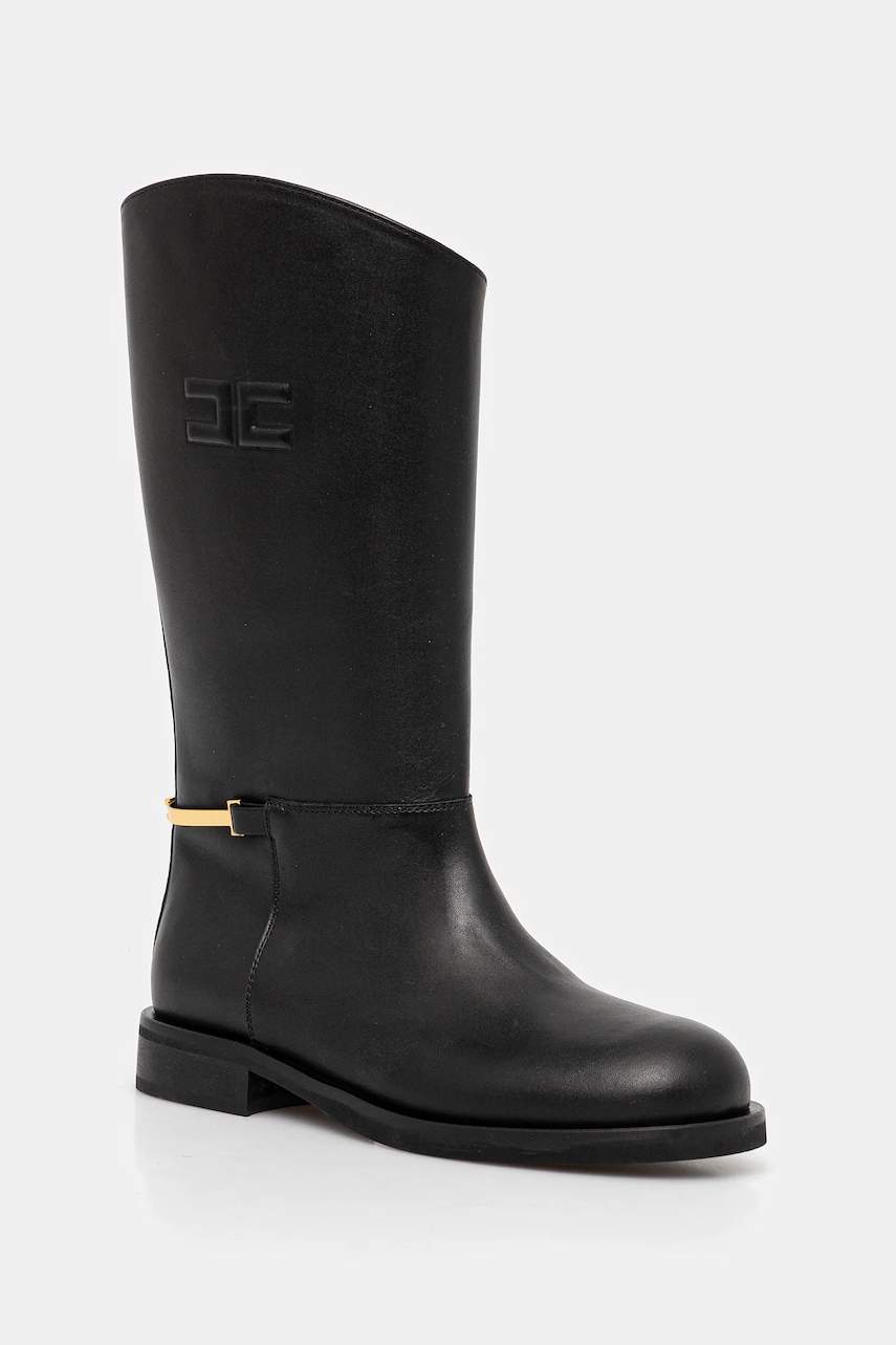 Levně Dětské kožené boty Elisabetta Franchi černá barva, F4A6-E0449