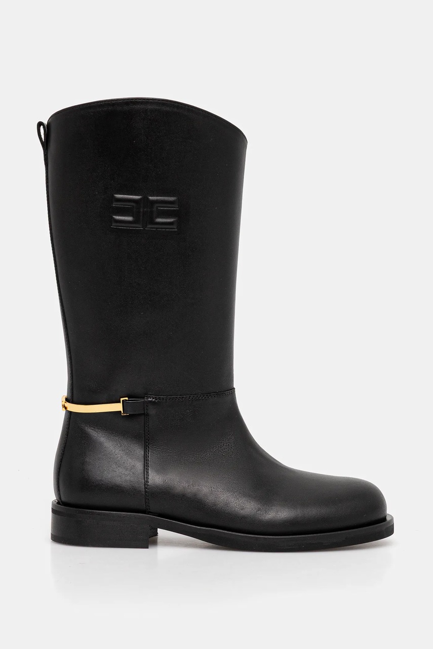 Детские кожаные сапоги Elisabetta Franchi цвет чёрный  F4A6-E0449