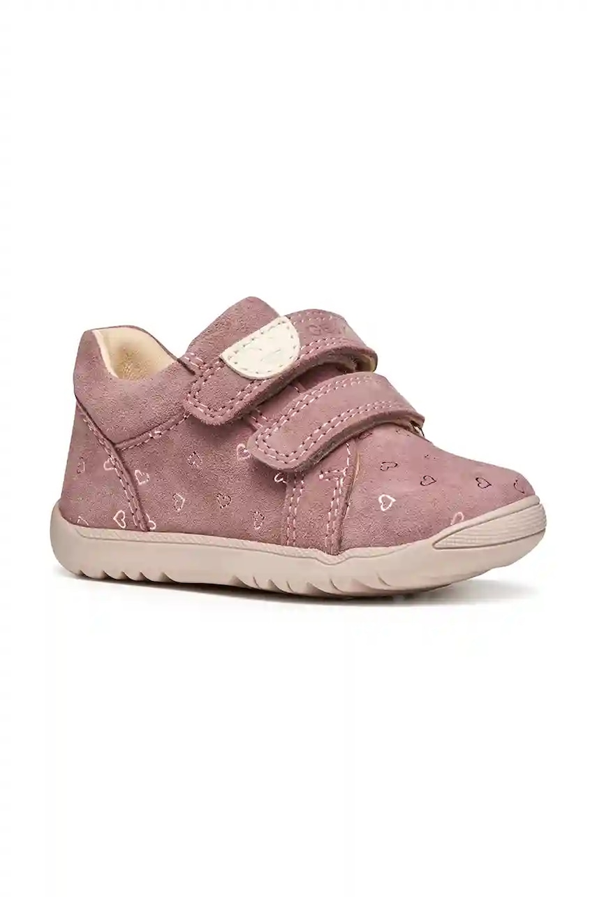 Geox pantofi din piele întoarsă pentru copii MACCHIA culoarea roz, B164PA.00721