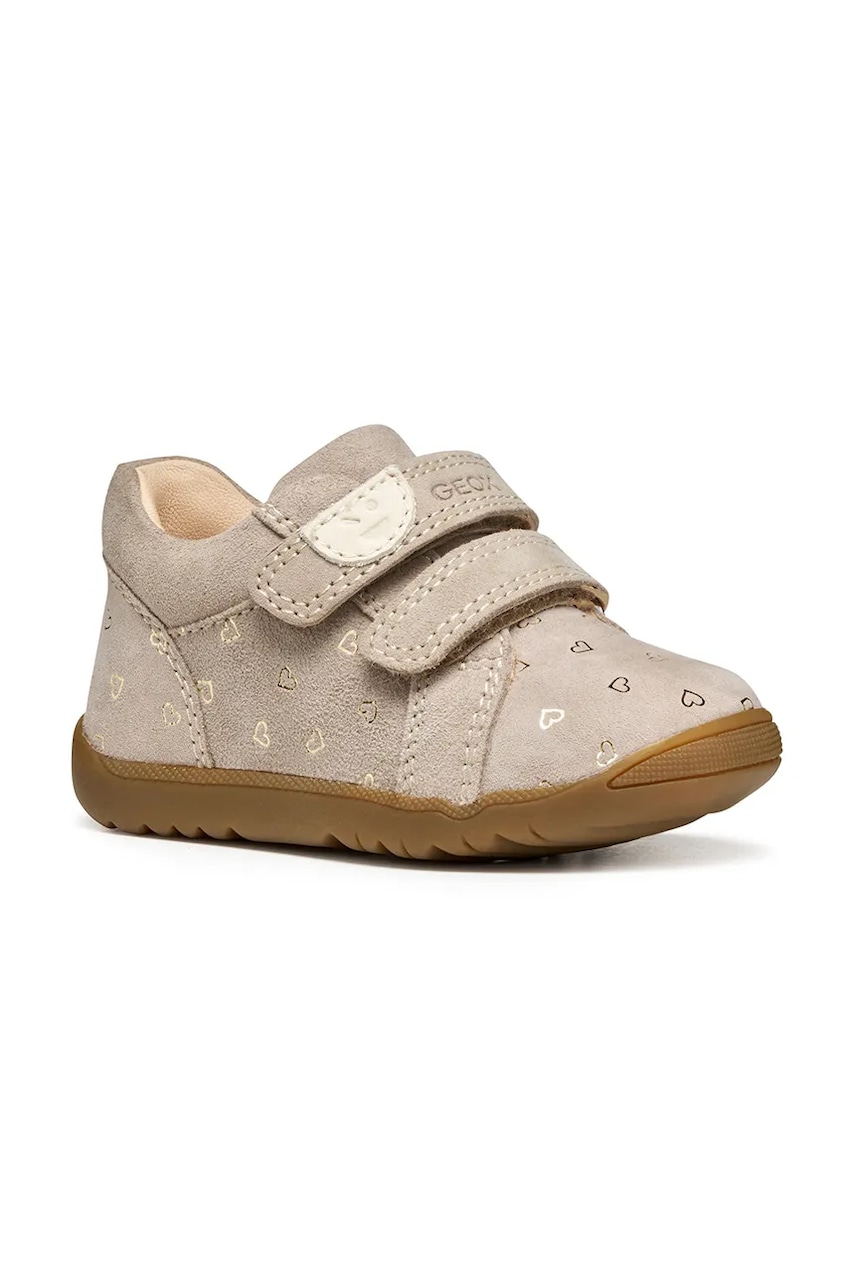 Geox pantofi din piele întoarsă pentru copii MACCHIA culoarea bej, B164PA.00721