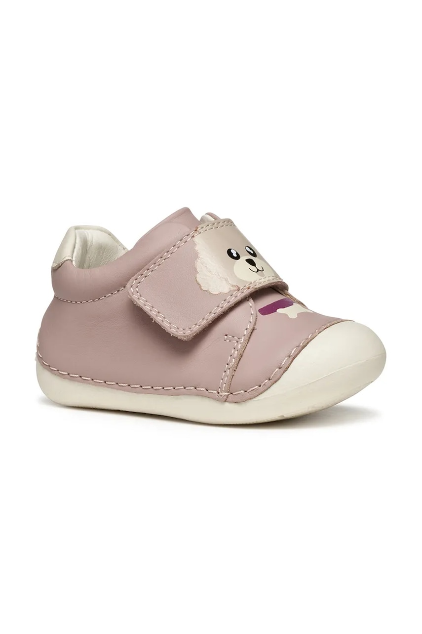 Geox pantofi din piele pentru bebeluși TUTIM culoare roz B3540B.00085