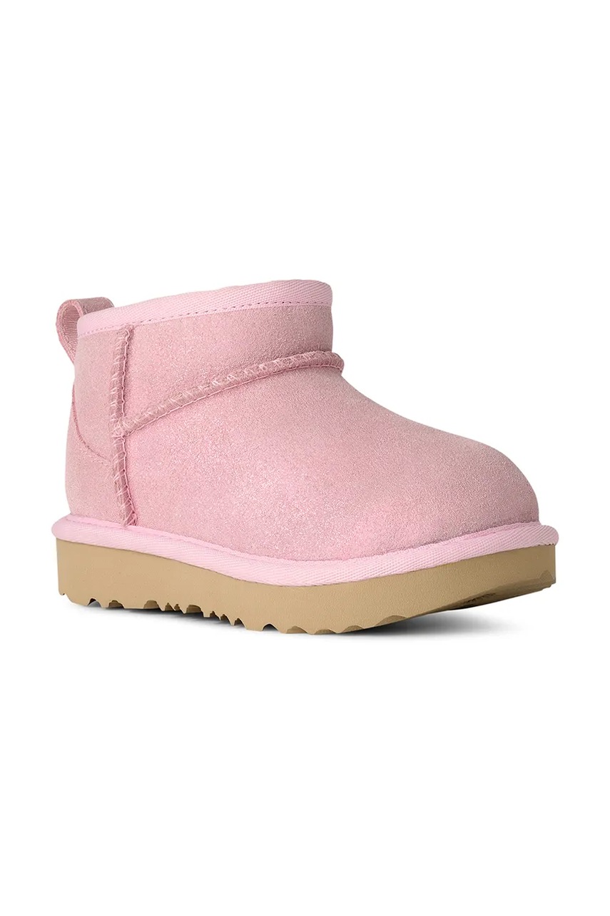 Детские замшевые зимние ботинки UGG CLASSIC ULTRA MINI DAZZLE цвет розовый 1171291T Детские замшевые зимние ботинки UGG CLASSIC ULTRA MINI DAZZLE цвет розовый 1171291T