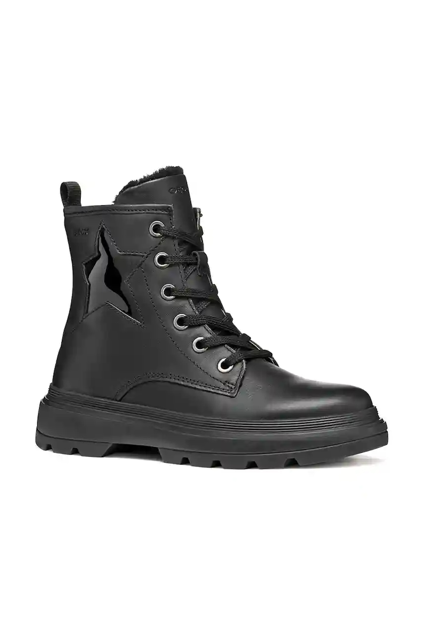Geox ghete de iarnă pentru copii din piele KIDDARTAH culoarea negru, J56MGG.08566