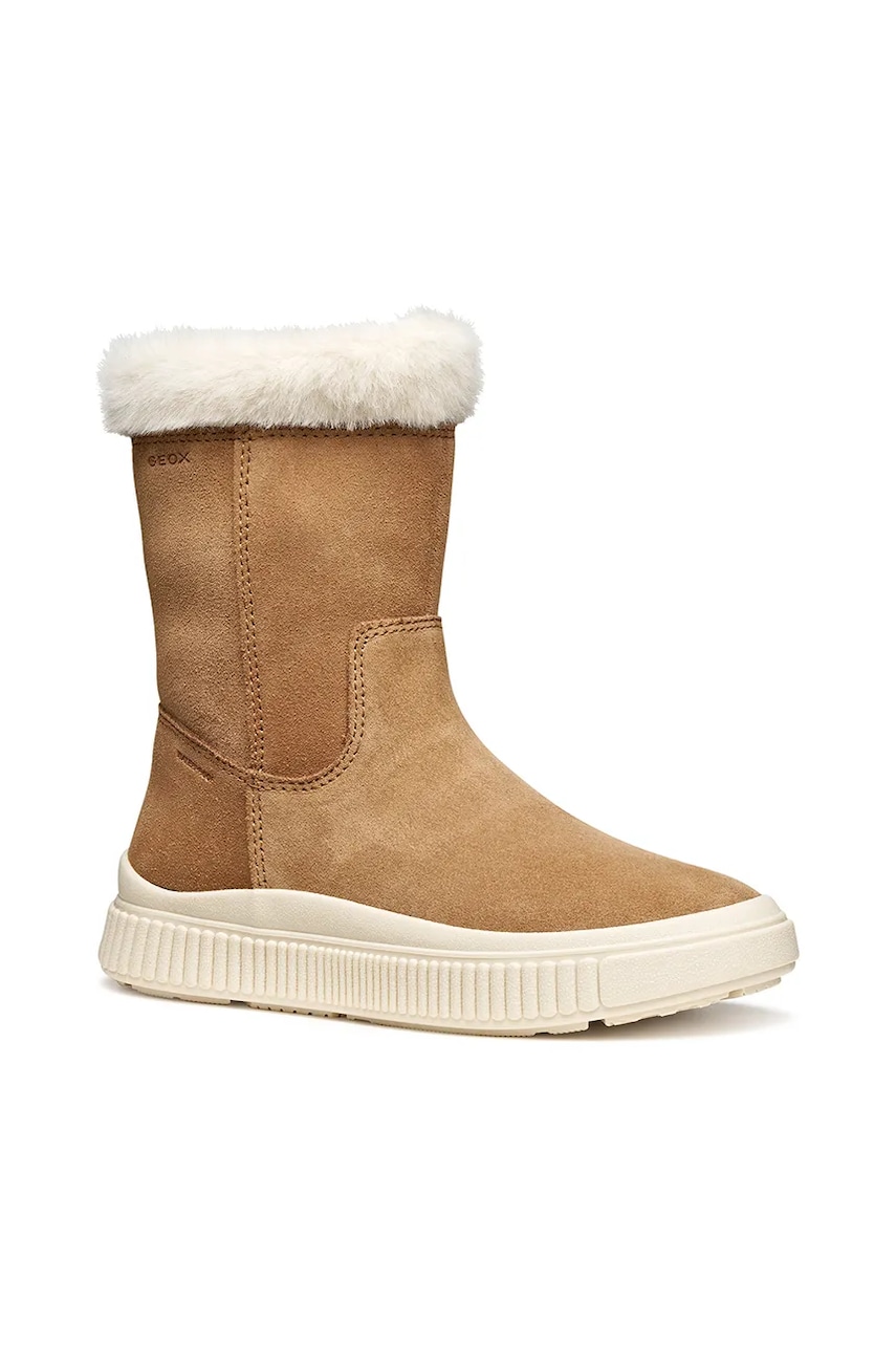 Geox pantofi de iarnă din nubuc pentru copii LAQUINNY culoarea maro, J56NFB.00022