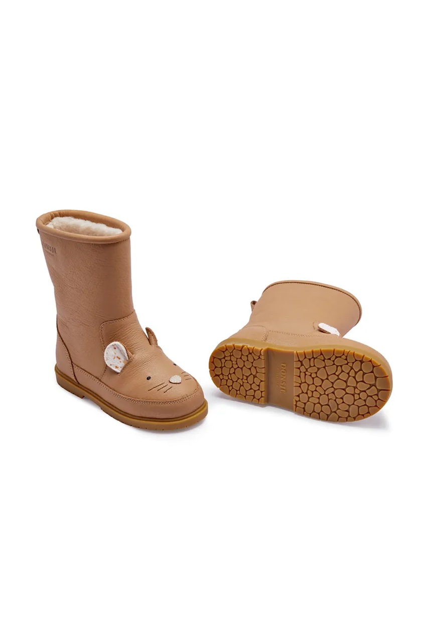 Детские кожаные зимние ботинки Donsje Wadudu Exclusive Boots Mouse цвет коричневый 2022122