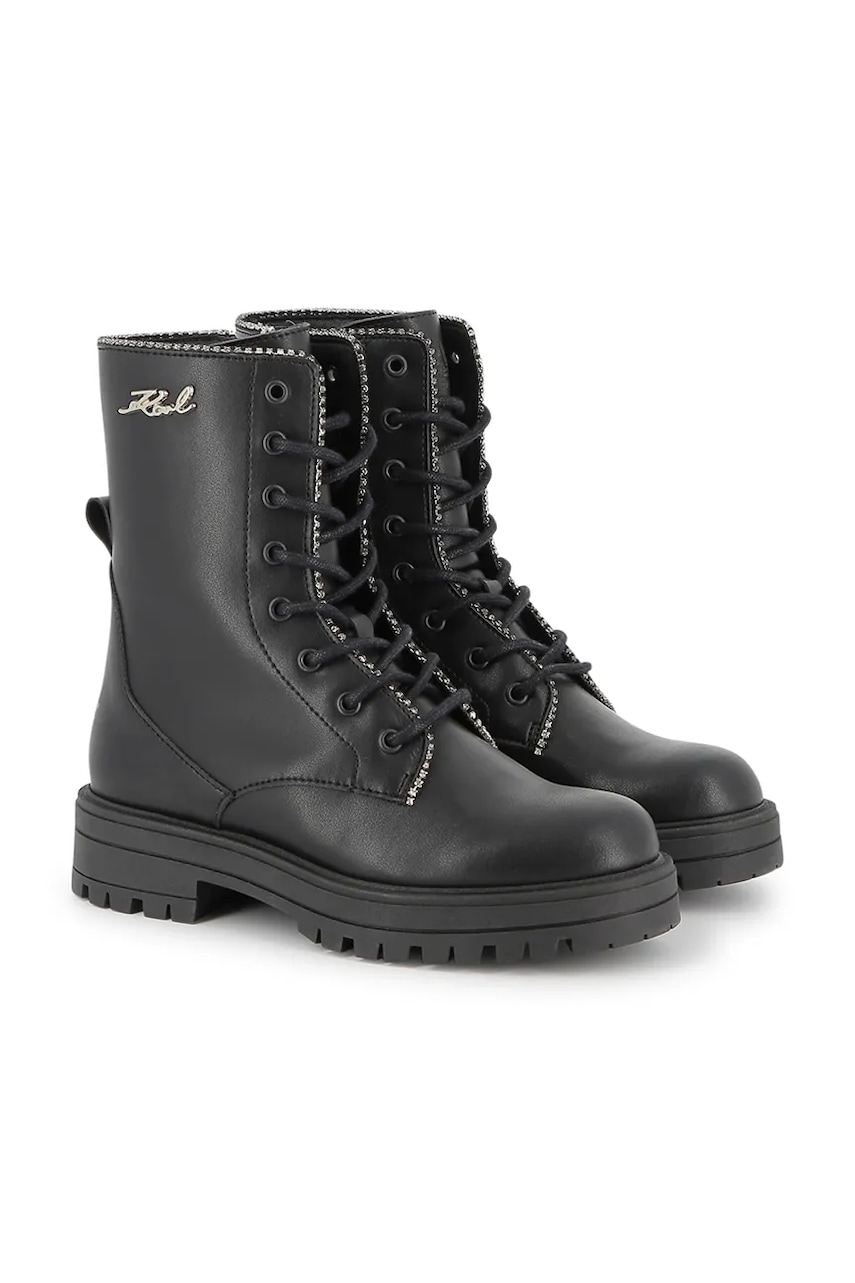 Karl Lagerfeld ghete din piele pentru copii culoarea negru, Z30983