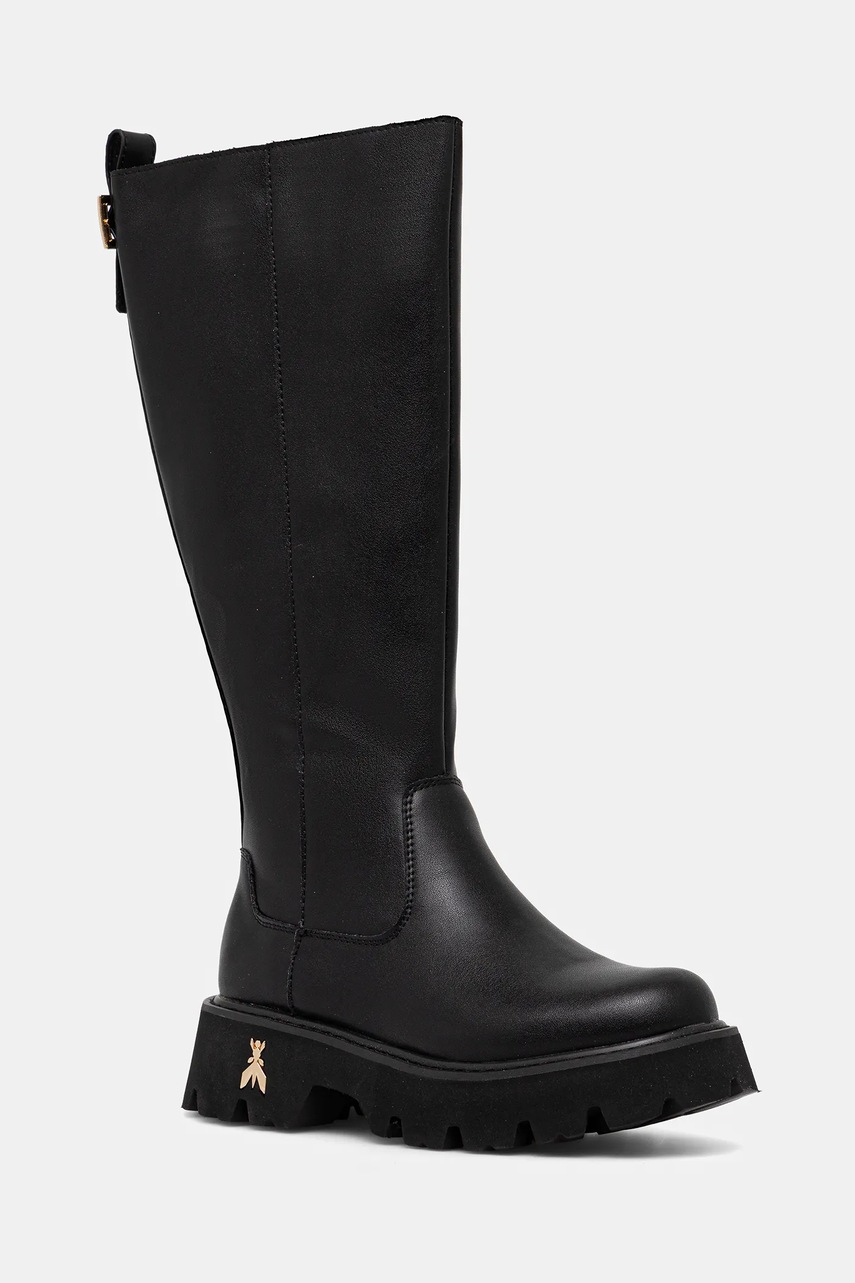 Levně Dětské kožené boty Patrizia Pepe černá barva, PPJ973