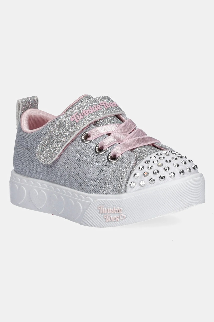 Levně Dětské tenisky Skechers HEART STEPS - SHIMMER SWEETIE šedá barva, 314620N