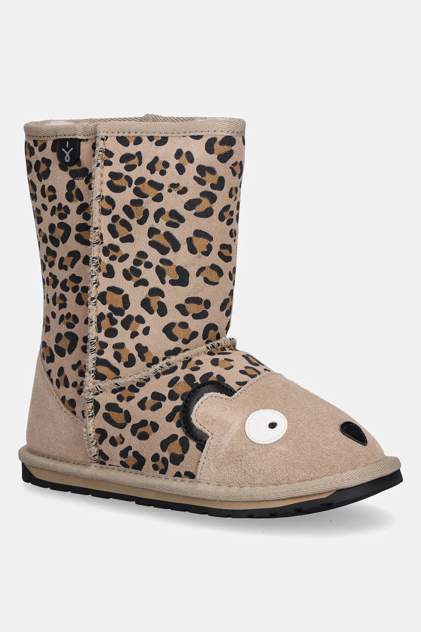 Emu Australia cizme de zăpadă din piele întoarsă Cheetah culoarea bej, K11103