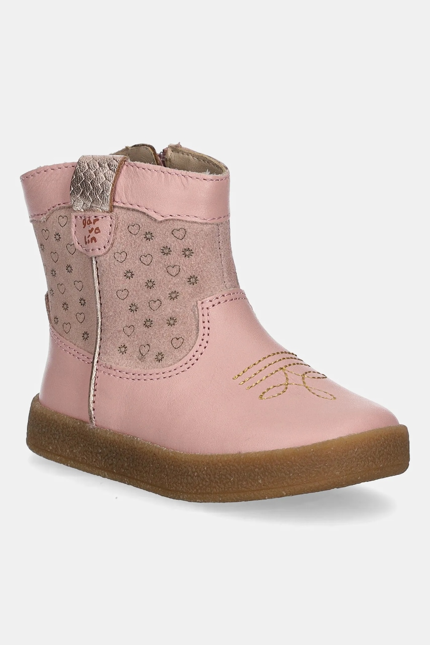 Garvalin ghete din piele pentru copii culoarea roz, 251329