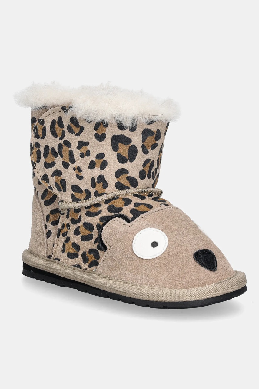 Levně Dětské semišové sněhule Emu Australia Cheetah Walker béžová barva, B11105