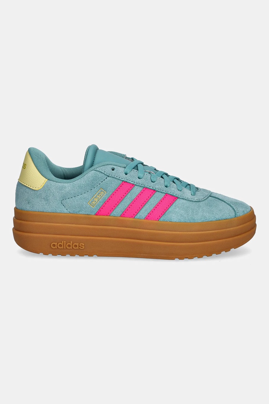 Детские замшевые кроссовки adidas VL COURT BOLD цвет зелёный JQ4482