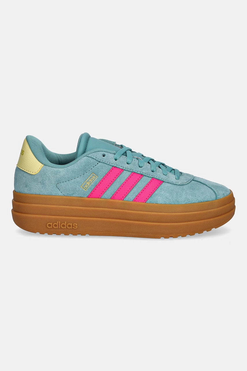 Детские замшевые кроссовки adidas VL COURT BOLD цвет зелёный JQ4482 Детские замшевые кроссовки adidas VL COURT BOLD цвет зелёный JQ4482
