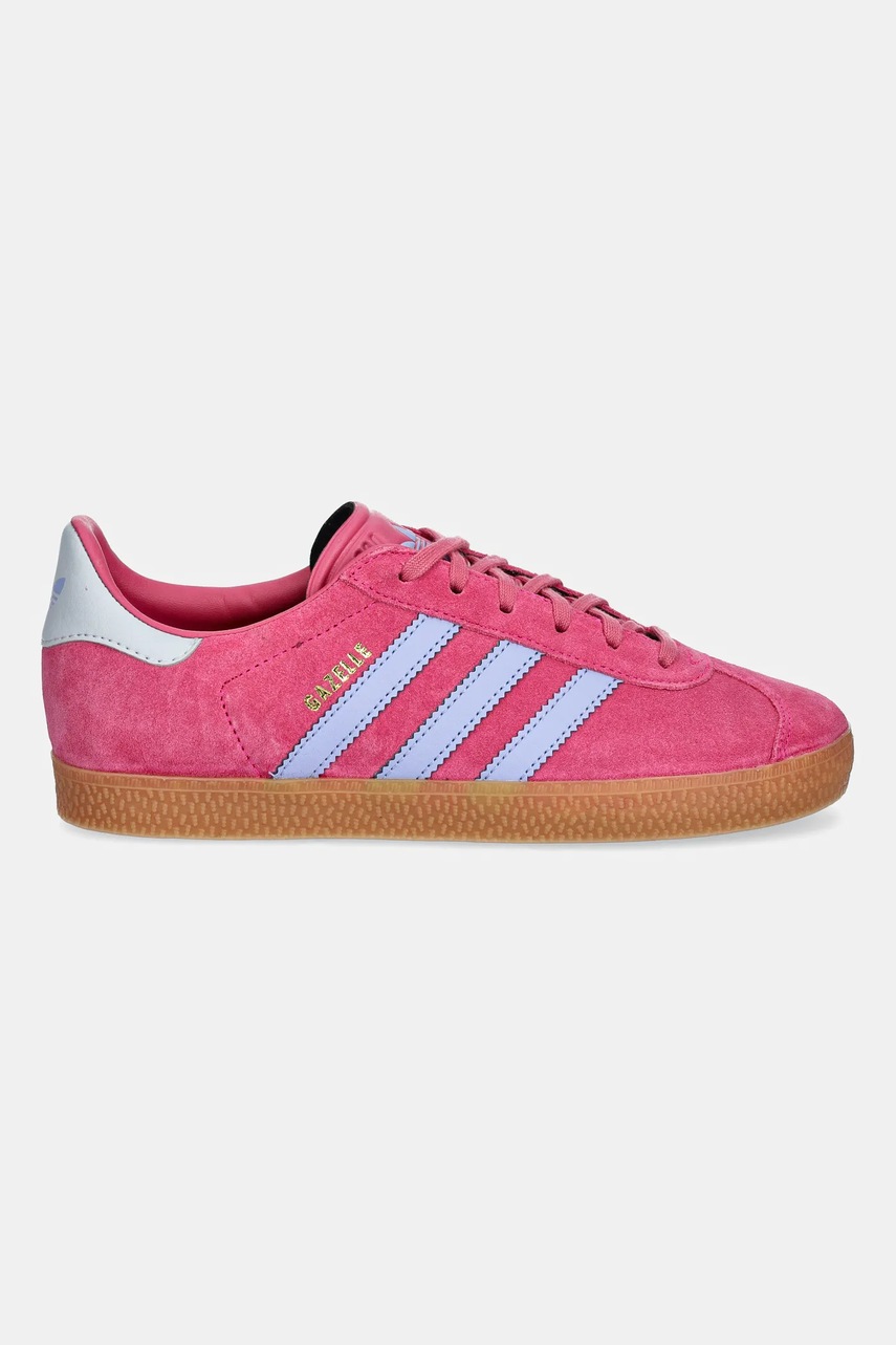 Детские кожаные кроссовки adidas Originals GAZELLE цвет розовый JR5941 Детские кожаные кроссовки adidas Originals GAZELLE цвет розовый JR5941