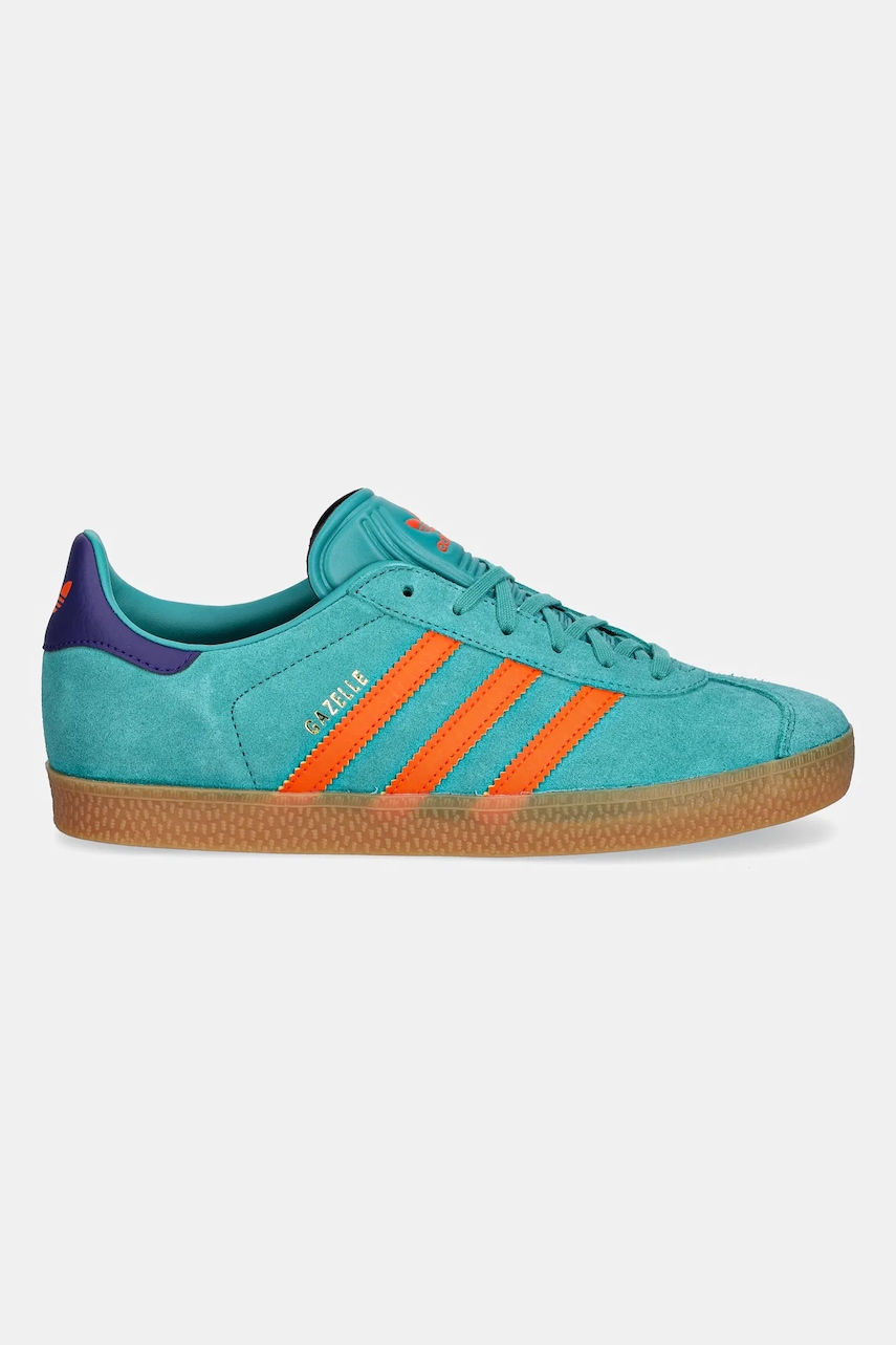Детские кожаные кроссовки adidas Originals GAZELLE цвет зелёный JR5943 Детские кожаные кроссовки adidas Originals GAZELLE цвет зелёный JR5943