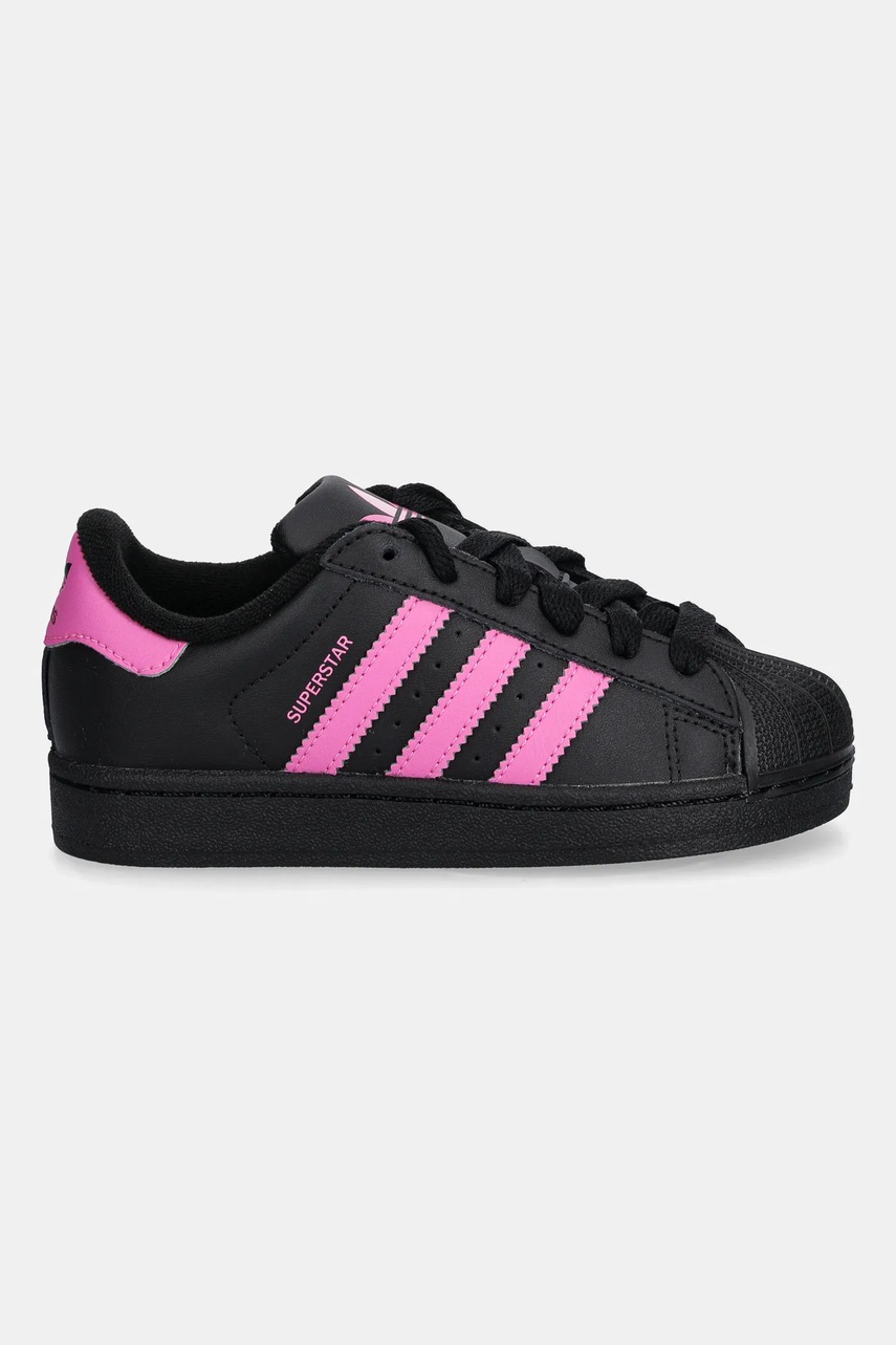 Детские кожаные кроссовки adidas Originals SUPERSTAR II цвет чёрный JQ0289 Детские кожаные кроссовки adidas Originals SUPERSTAR II цвет чёрный JQ0289