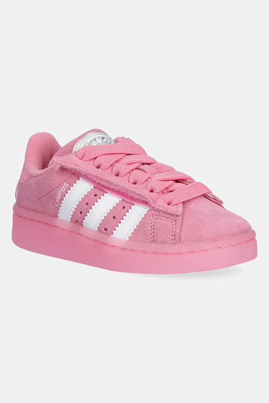 adidas Originals sneakers de piele întoarsă pentru copii CAMPUS0s LED LIGHTS culoarea roz, JS1280