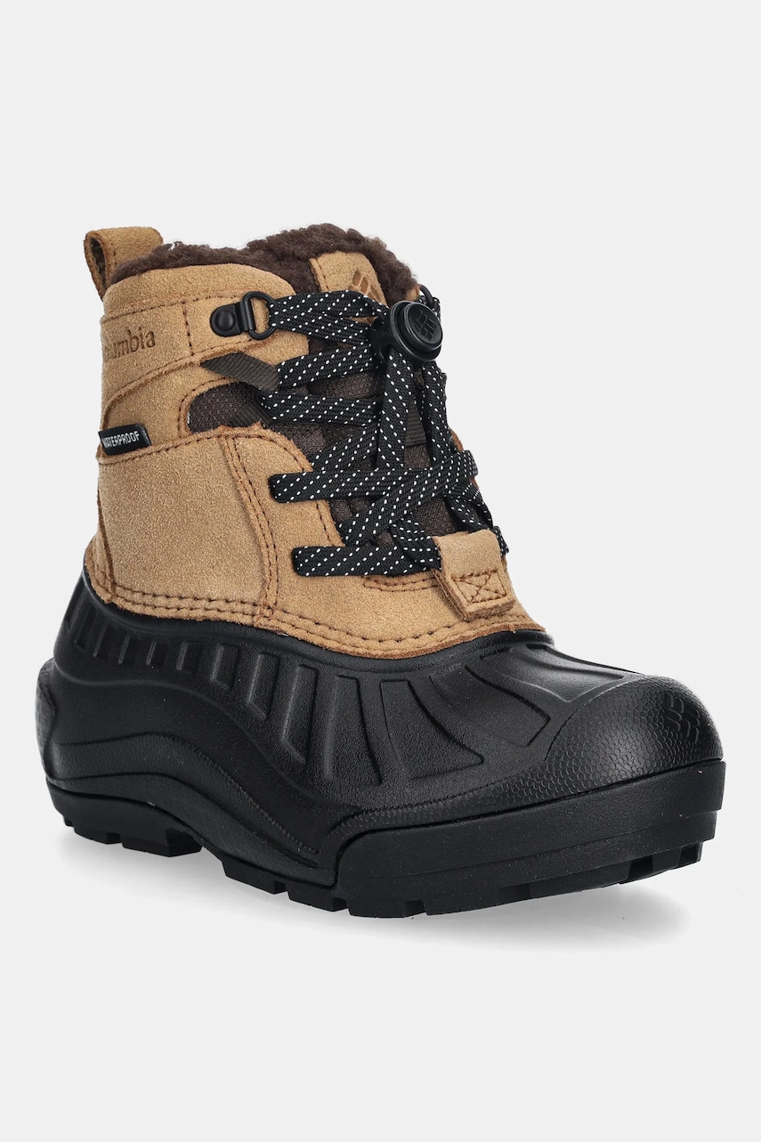 Columbia cizme de zăpadă din piele întoarsă CHILDREN S POWDERBUG ALPINE culoarea maro, 2128882
