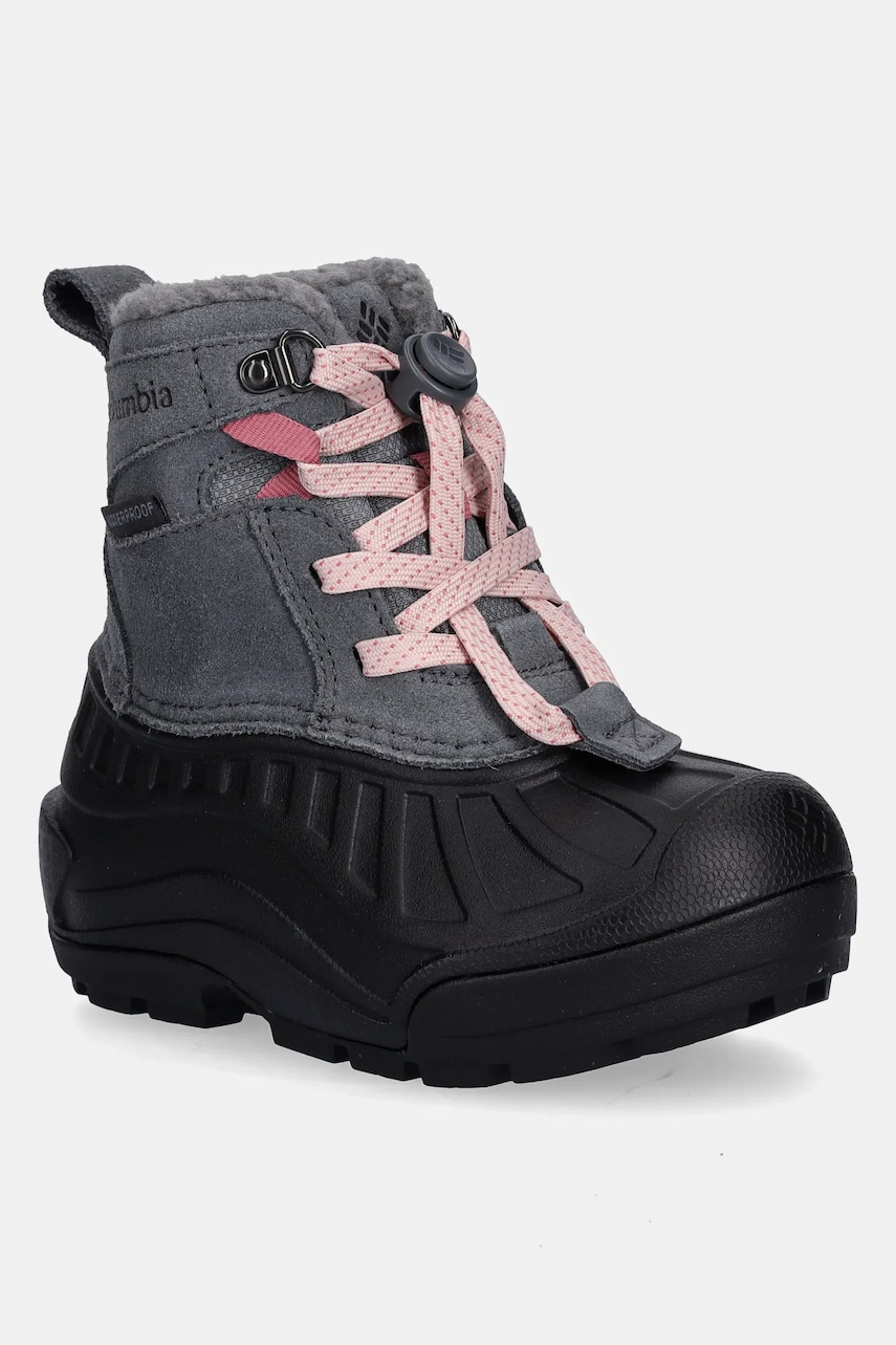 Columbia cizme de zăpadă din piele întoarsă CHILDREN S POWDERBUG ALPINE culoarea gri, 2128882