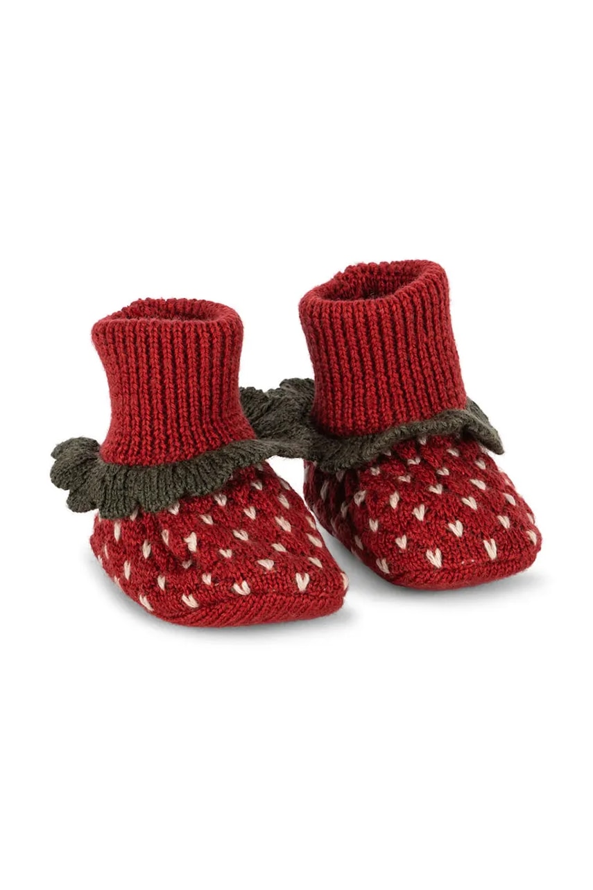 Konges Sløjd pantofi pentru bebeluși STRAWBERRY BOOTIES culoarea roșu, KS103536