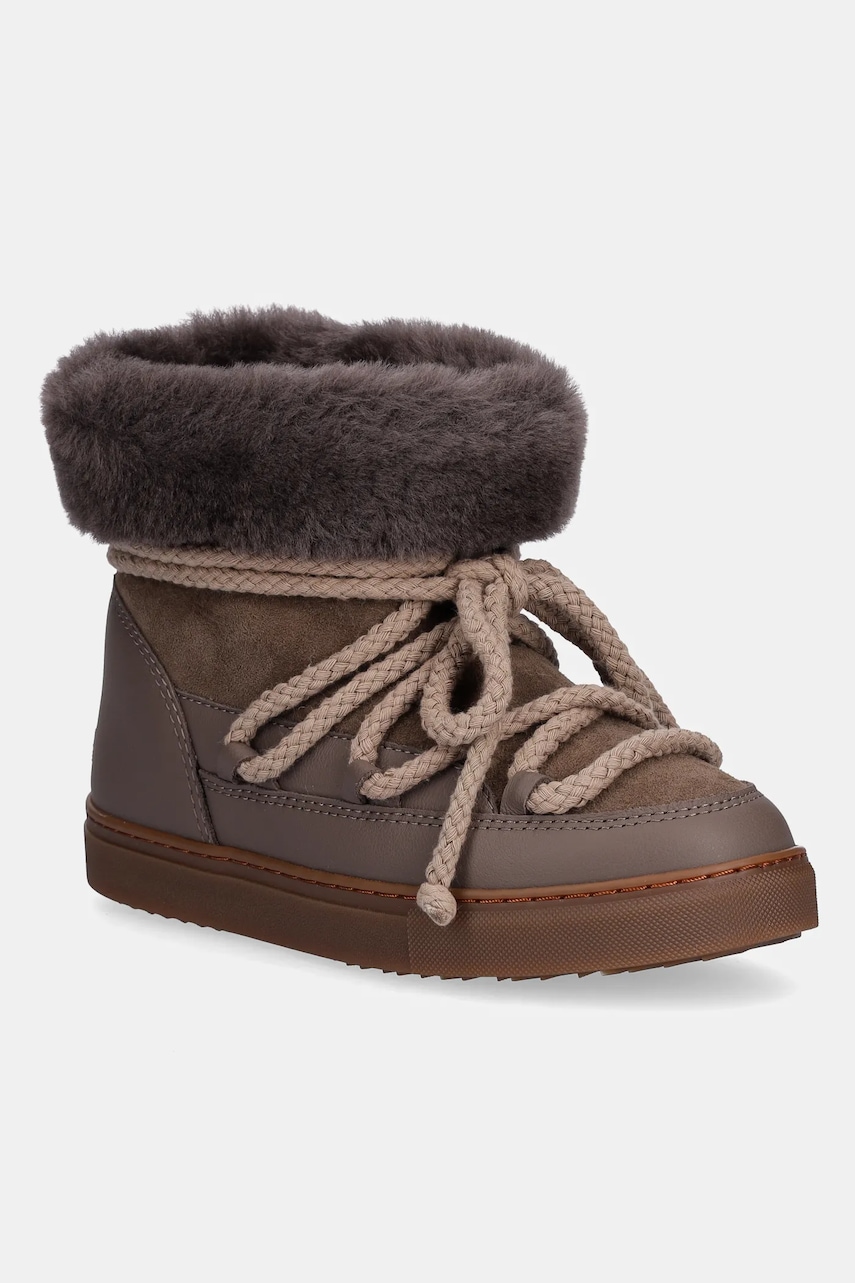 Levně Dětské kožené sněhule Inuikii CLASSIC HIGH hnědá barva, 3001.002.0032