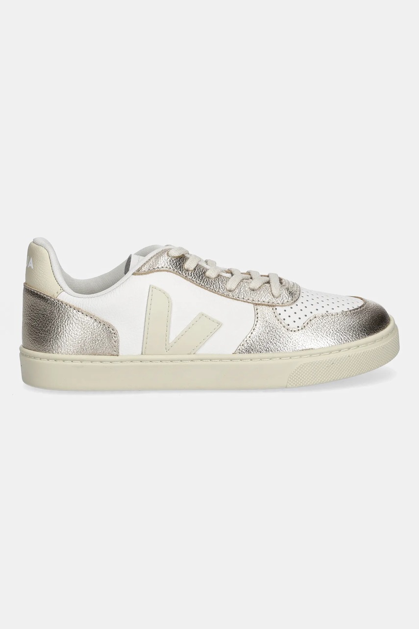 Детские кожаные кроссовки Veja Small V-10 Laces цвет золотой CX0521003 Детские кожаные кроссовки Veja Small V-10 Laces цвет золотой CX0521003