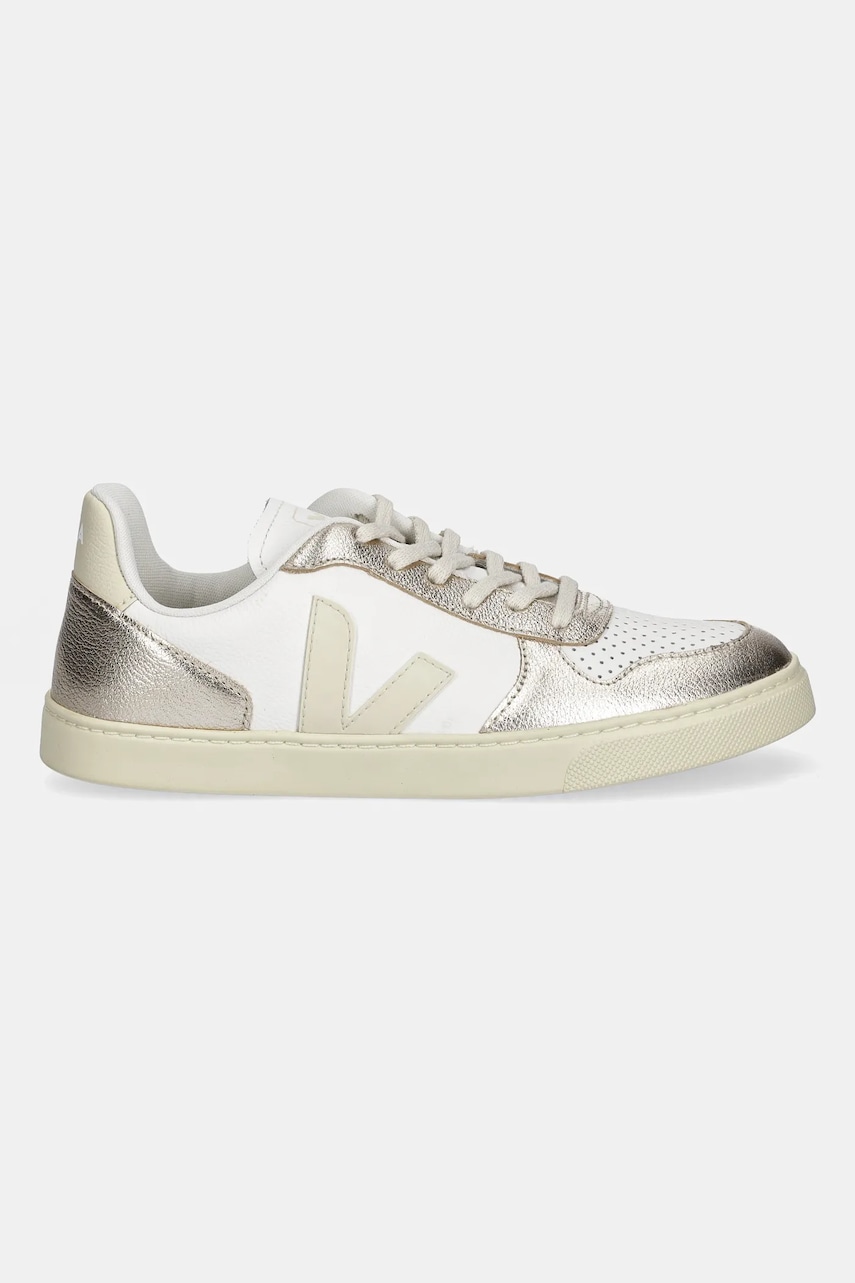 Детские кожаные кроссовки Veja Small V-10 Laces цвет золотой CX0521003 Детские кожаные кроссовки Veja Small V-10 Laces цвет золотой CX0521003