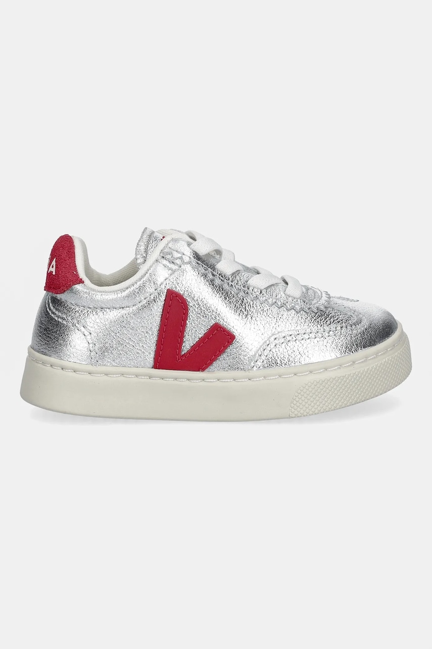 Детские кожаные кеды Veja Small Volley цвет серебрянный SY2021183 Детские кожаные кеды Veja Small Volley цвет серебрянный SY2021183
