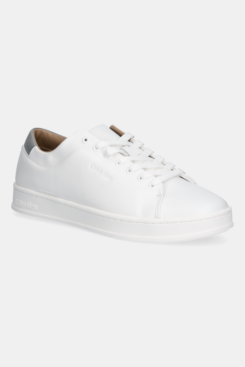 Levně Kožené tenisky Calvin Klein PURE LOW LACEUP CUPSOLE HF LTH pánské, bílá barva, HM0HM01859