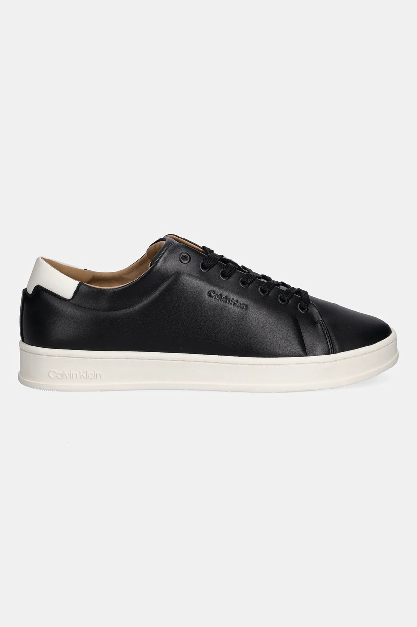 Кожаные кроссовки Calvin Klein PURE LOW LACEUP CUPSOLE HF LTH цвет чёрный HM0HM01859
