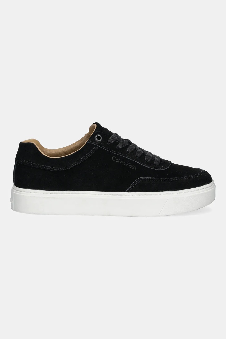 Замшевые кроссовки Calvin Klein CLEAN CUP LOW LACEUP OXF SU цвет чёрный HM0HM01880