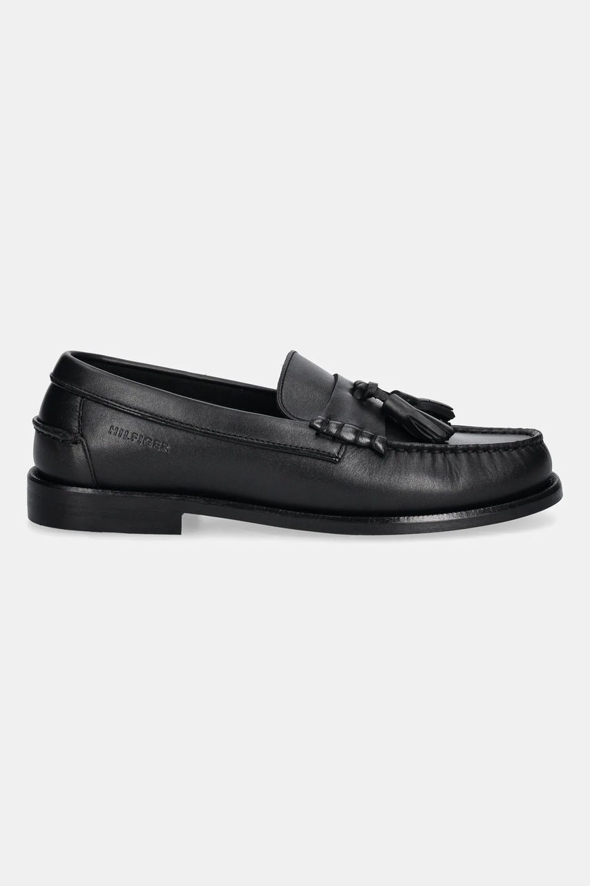 Кожаные мокасины Tommy Hilfiger TH TASSEL LTH LOAFER цвет чёрный FM0FM05494
