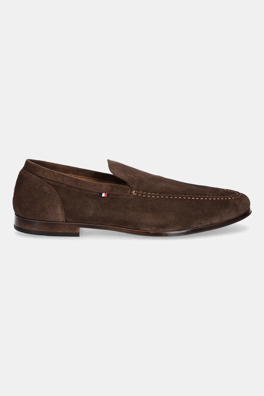 Замшевые мокасины Tommy Hilfiger TH FLEXIBLE SUEDE LOAFER цвет коричневый FM0FM05496