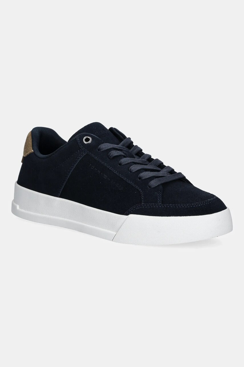 Levně Semišové tenisky Tommy Hilfiger TH COURT SUMMER SUEDE pánské, tmavomodrá barva, FM0FM05517