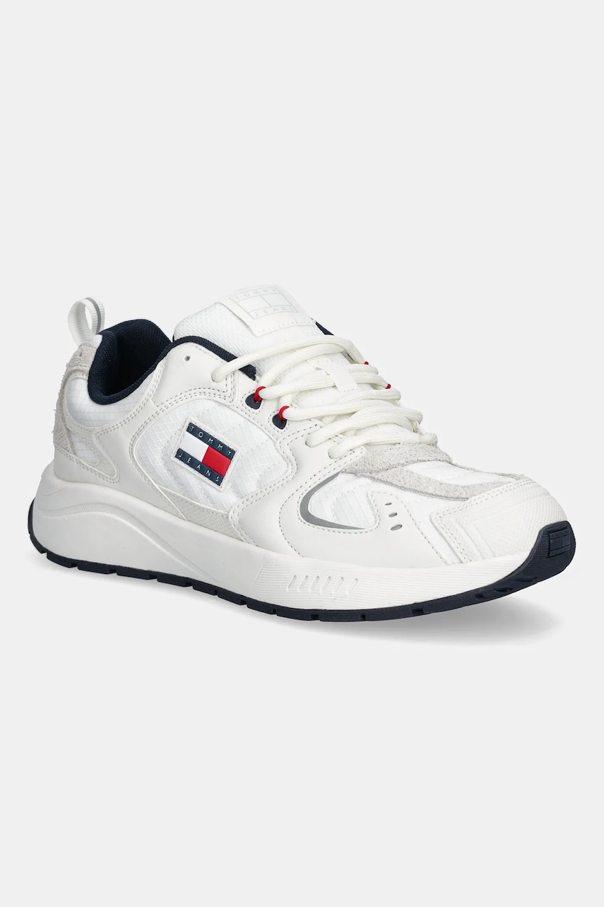 Tommy Jeans sneakers TJM RUNNER MIX MATERIAL culoarea alb, EM0EM01581