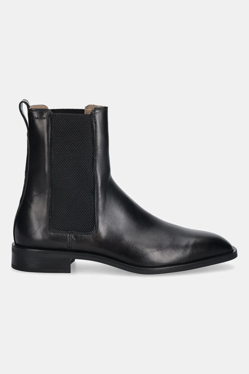 Кожаные полусапоги Calvin Klein SLIM ESS CHELSEA LTH цвет чёрный HM0HM01914