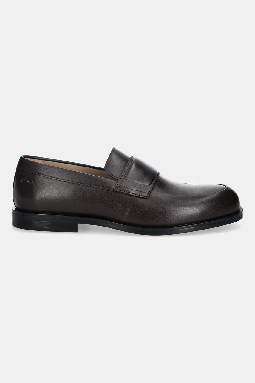 Кожаные мокасины Calvin Klein ESS RUBBER BAND LOAFER LTH цвет коричневый HM0HM01923