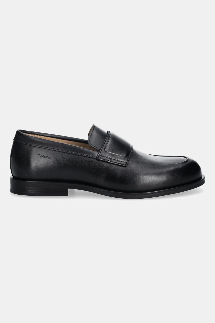 Кожаные мокасины Calvin Klein ESS RUBBER BAND LOAFER LTH цвет чёрный HM0HM01923