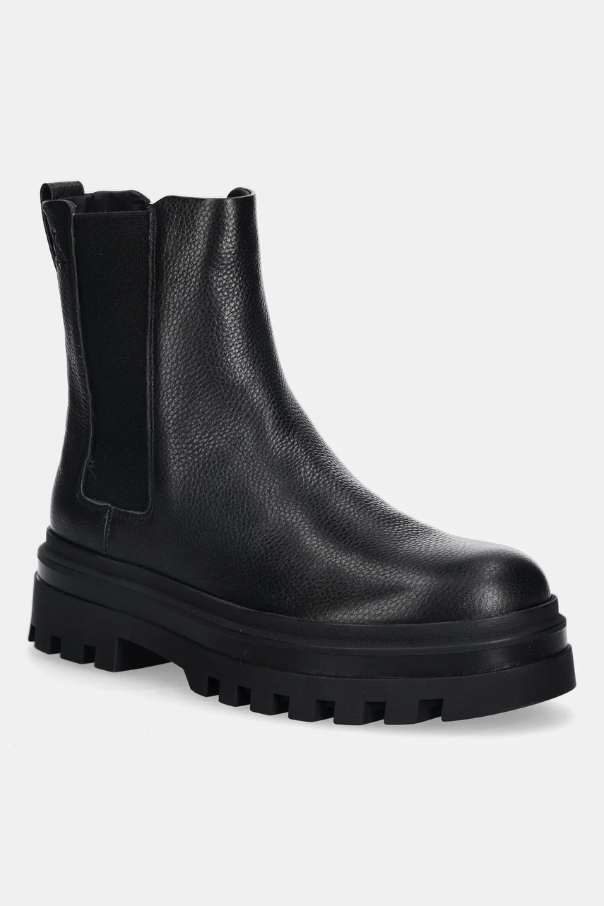 Levně Kožené kotníkové boty Calvin Klein LUGGED CHELSEA BOOT HIGH LTH pánské, černá barva, YM0YM01334