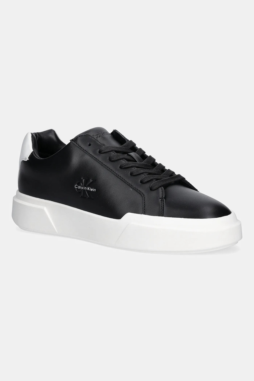 Levně Kožené tenisky Calvin Klein CHUNKY CUPSOLE LACEUP LTH pánské, černá barva, YM0YM01344