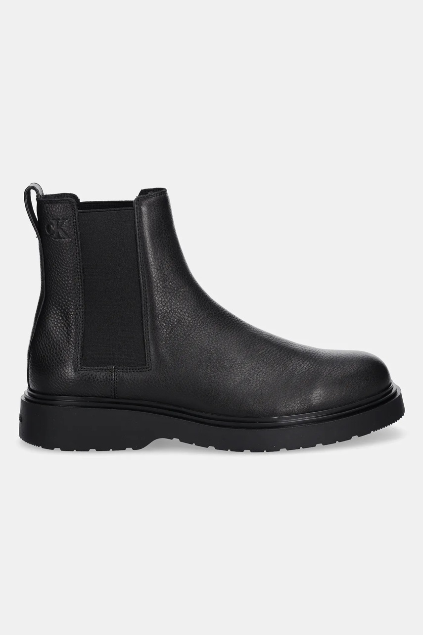 Кожаные полусапоги Calvin Klein COMBAT ESS CHELSEA BOOT LTH цвет чёрный YM0YM01374
