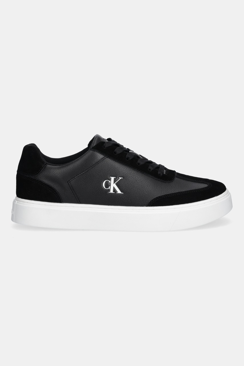 Кожаные кроссовки Calvin Klein CLASSIC CUPSOLE LACEUP WT MIX цвет чёрный YM0YM01429