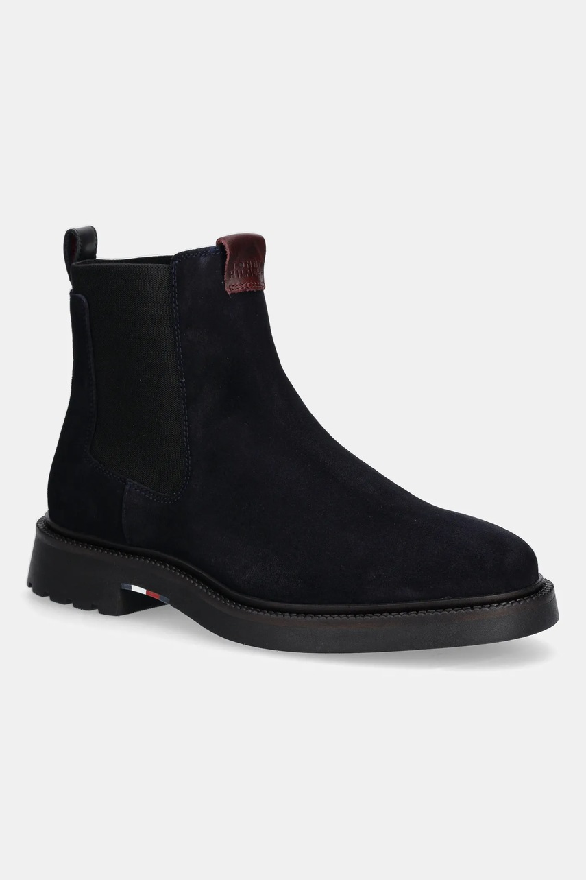 Levně Semišové kotníkové boty Tommy Hilfiger COMFORT LWT SDE CHELSEA pánské, tmavomodrá barva, FM0FM05592